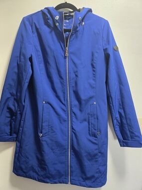 Calvin Klein Blue Zip-Up Hooded Coat